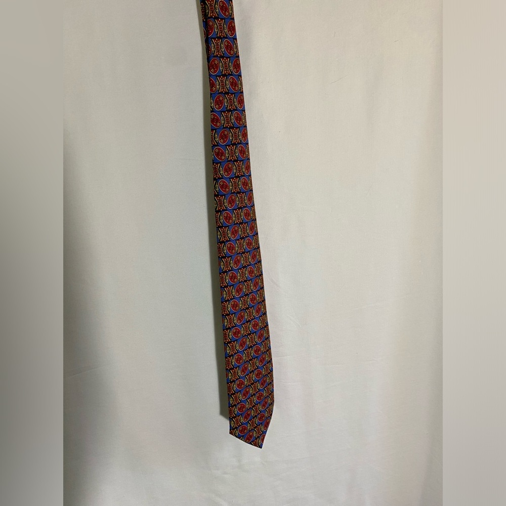 Andrew’s Ties, Elegant Silk Blue and Red Patterned Tie